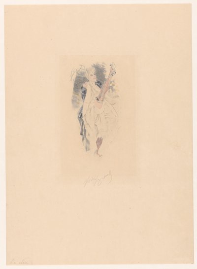 Cancan-Tänzerin mit erhobenem Bein von Louis Legrand (signed by artist)