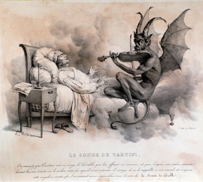 Der Traum des italienischen Komponisten Giuseppe Tartini, der einen Teufel Geige spielen sah, der zur Teufelstrillersonate wurde (Illustration) von Louis Leopold Boilly