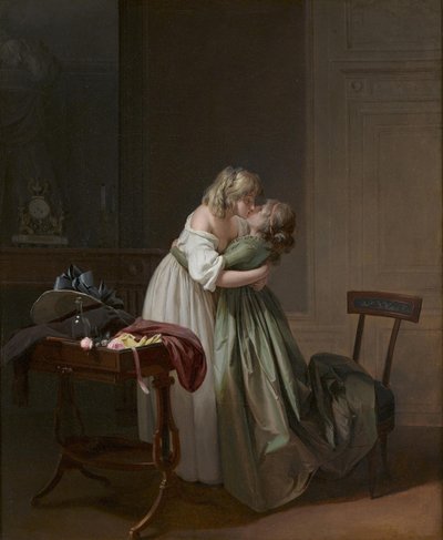 Zwei junge Frauen küssen sich, ca. 1790-1794 von Louis Leopold Boilly