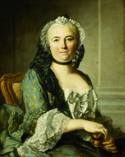 Porträt einer Dame, sitzend, Halbfigur, mit einer Schnupftabakdose von Louis Tocqué
