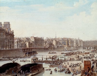 Maritimes Leben an den Docks des Hafens in Paris im Jahr 1782 (Detail) von Louis Nicolas de Lespinasse