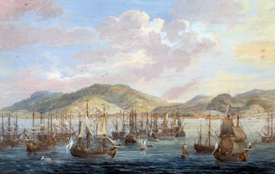Ansicht der Stadt Cap-Français (Cap de la République), Meeresansicht in Santo Domingo. Detail (Louis Nicolas Van Blarenberghe) von Louis Nicolas van Blarenberghe