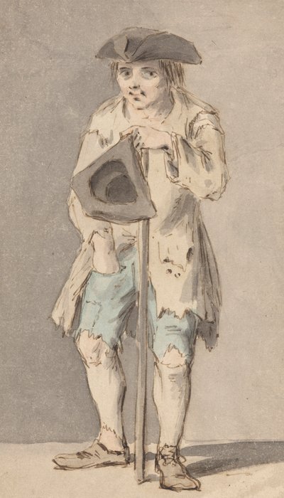 Bettler mit Stab, der einen Dreispitz hält von Louis Philippe Boitard