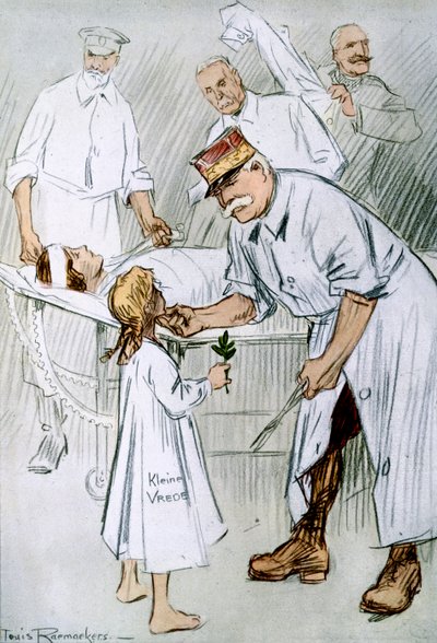 Frieden und Intervention: Deutscher Militarismus auf dem Operationstisch der Alliierten, 1916 von Louis Raemaekers