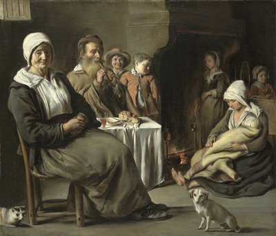 Bauerninterieur mit einem alten Flötenspieler von Louis le Nain
