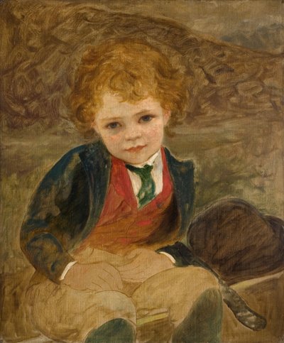 Studie eines Jungen, der in einer Schubkarre sitzt, 1890 von Louisa Starr