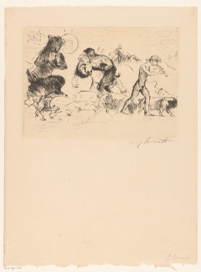 Satyrn, eine Nymphe, ein Faun und eine Schweineherde von Lovis Corinth (signed by artist)