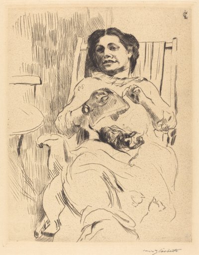 Frau mit Handarbeit von Lovis Corinth