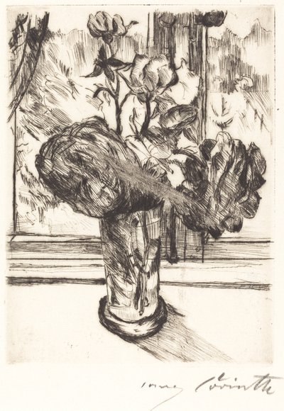 Rosen in einem Wasserglas von Lovis Corinth