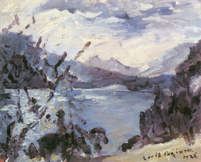 Walchensee mit Bergkette und Uferhang von Lovis Corinth