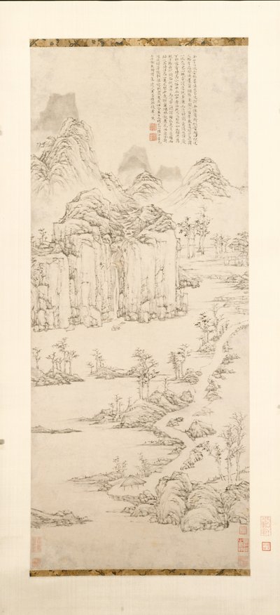 Daoistischer Rückzug in Berg- und Flusslandschaft nach Ni Zan [1301-1374] von Lu Zhi