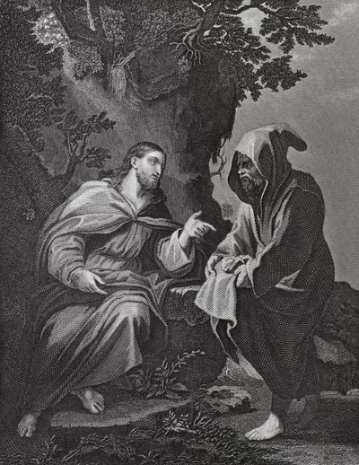 Christus wird versucht, Lukas, Kap. 4, V. 3-13 (Gravur) von Luca (after) Giordano