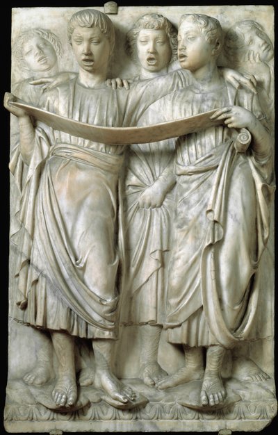 La cantoria oder singende Kinder im Chor - Marmorrelief von Luca della Robbia (ca. 1400-1482), Quattrocento von Luca Della Robbia