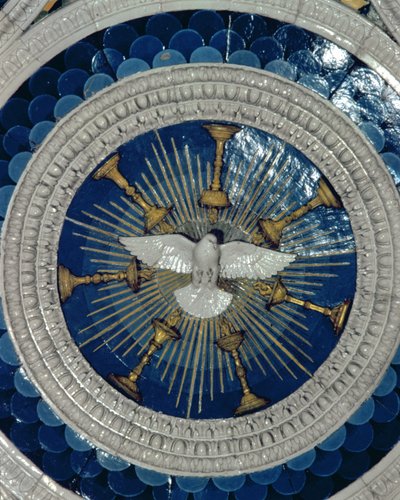 Der Heilige Geist, Rundbild vom Grab des Kardinals von Portugal, 1460er Jahre (glasierte Terrakotta) von Luca Della Robbia