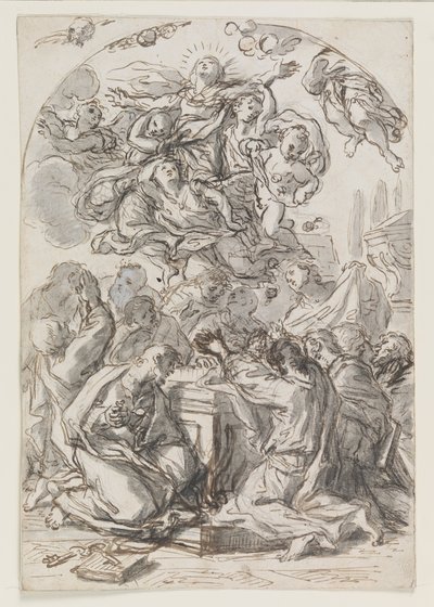 Himmelfahrt der Jungfrau; Rückseite: Kopf einer Frau und eines Kindes von Luca Giordano
