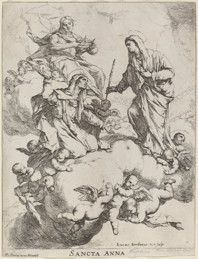 Heilige Anna von der Jungfrau und Christus empfangen von Luca Giordano