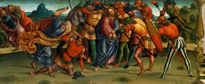 Gefangennahme Christi, Detail vom Predella der Beweinung Christi von Luca Signorelli von Luca Signorelli