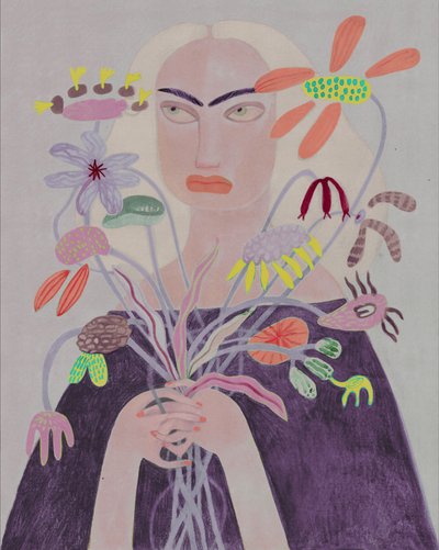 Frau mit Einzigartigen Blumen von Luca di Napoli