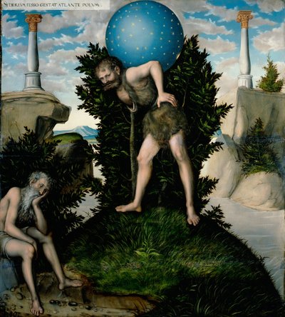 Atlas und Herkules aus Die Arbeiten des Herkules von Lucas Cranach the Elder
