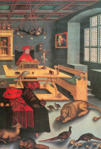 Kardinal Albrecht von Brandenburg als Heiliger Hieronymus von Lucas Cranach the Elder