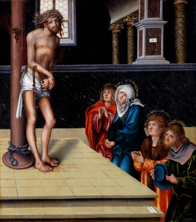 Christus als Schmerzensmann an der Geißelsäule von Lucas Cranach the Elder