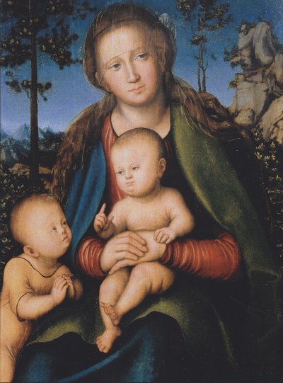 Madonna mit Kind und Johannes dem Täufer von Lucas Cranach the Elder