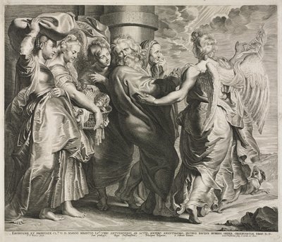 Lot und seine Familie verlassen Sodom von Lucas Emil Vorsterman