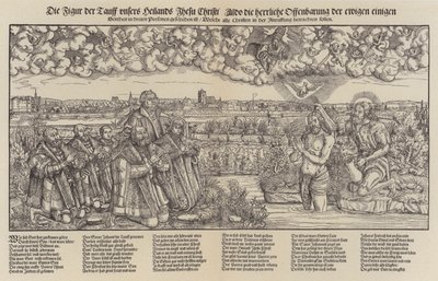 Friedrich III., Kurfürst von Sachsen und Martin Luther bei der Taufe Christi von Lucas the Elder (after) Cranach