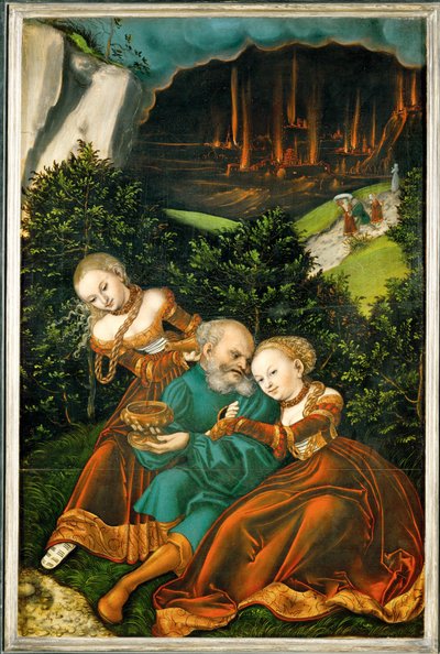 Lot und seine Töchter von Lucas the Elder Cranach