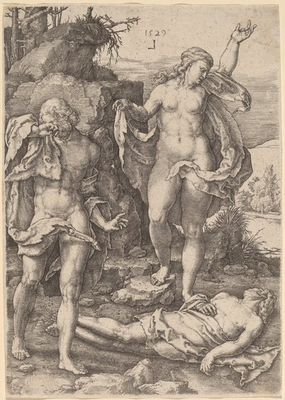 Adam und Eva beklagen den Tod Abels von Lucas van Leyden