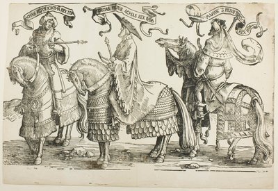 Ahas, Hiskia, Manasse, Platte vier, aus Die zwölf Könige von Israel von Lucas van Leyden