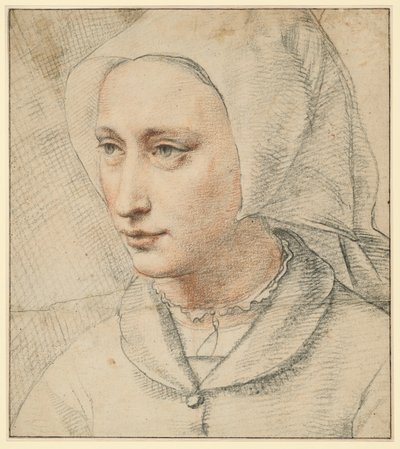 Brustbild einer Frau mit Haube, halb nach links gewandt von Lucas van Leyden