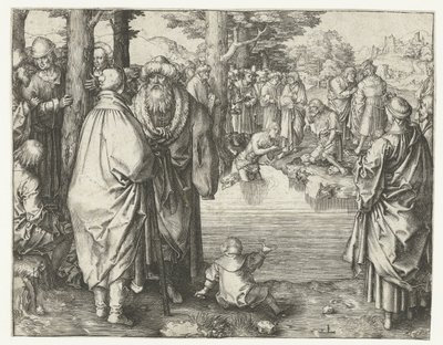 Taufe Christi im Jordan von Lucas van Leyden