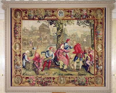 Bezahlung der Erntearbeiter, Gobelins-Werkstatt (Wandteppich) von Lucas van Leyden