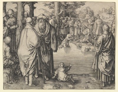 Die Taufe Christi im Jordan, ca. 1510 von Lucas van Leyden