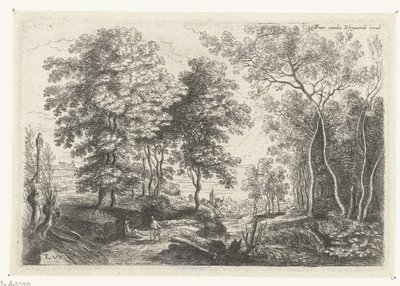 Landschaft mit einem Bach durch einen Wald von Lucas van Uden