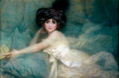 Porträt von Mademoiselle Carlier oder Die Dame mit dem Turban von Lucien Levy Dhurmer