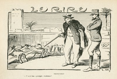 Illustration in Le Rire, 04/05/12 - Protektorat Kolonisation (Gravur) von Lucien Metivet