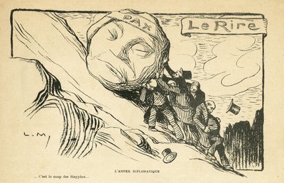 Illustration in Le Rire, 28/12/12 - diplomatische Hölle - Krieg 14-18 (Gravur) von Lucien Metivet