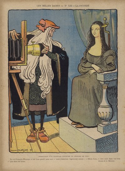Fotografieren der Mona Lisa, Illustration für Le Rire von Lucien Metivet