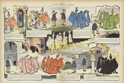 Besuch im alten Schloss. Illustration für Le Rire von Lucien Metivet