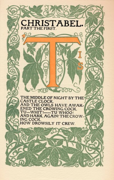 Eragny Press: Eröffnungsseite von Coleridges Christabel, 1895-1914 von Lucien Pissaro