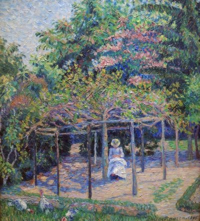 Die Truthähne (oder Esther im Garten, Eragny) von Lucien Pissarro