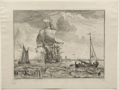 Meereslandschaft mit Amsterdam in der Ferne, 1701 von Ludolf Backhuysen