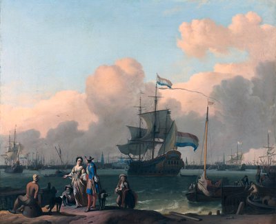 Das IJ in Amsterdam, mit der Fregatte 