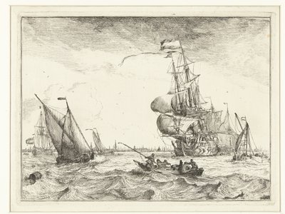 Ansicht des IJ mit Ruderboot von Ludolf Bakhuysen