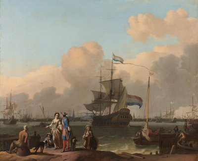 Das IJ in Amsterdam mit der Fregatte 