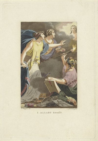 Allegorische Darstellung mit Zeichenkunst, Schreibkunst und Malerei von Ludwig Gottlieb Portman