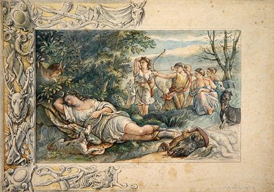 Schlafende Diana mit Gefährtinnen von Ludwig Sigismund Ruhl