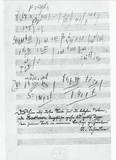 Die letzte Seite der Musik, geschrieben vom deutschen Komponisten Ludwig van Beethoven (1770-1827) von Ludwig van Beethoven